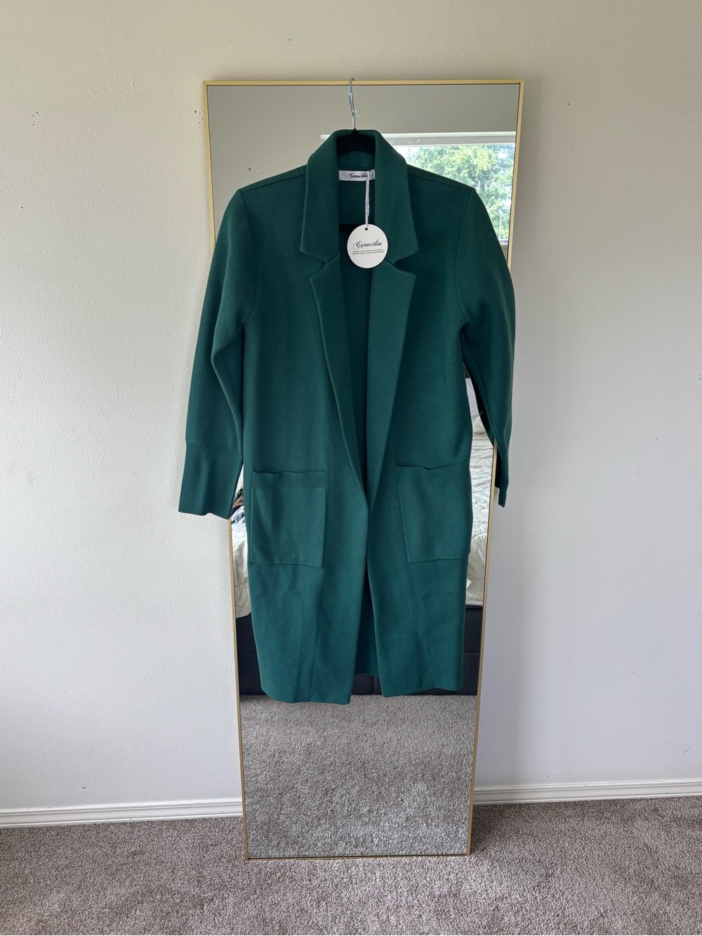 Green Open-Front Longline Blazer - Women